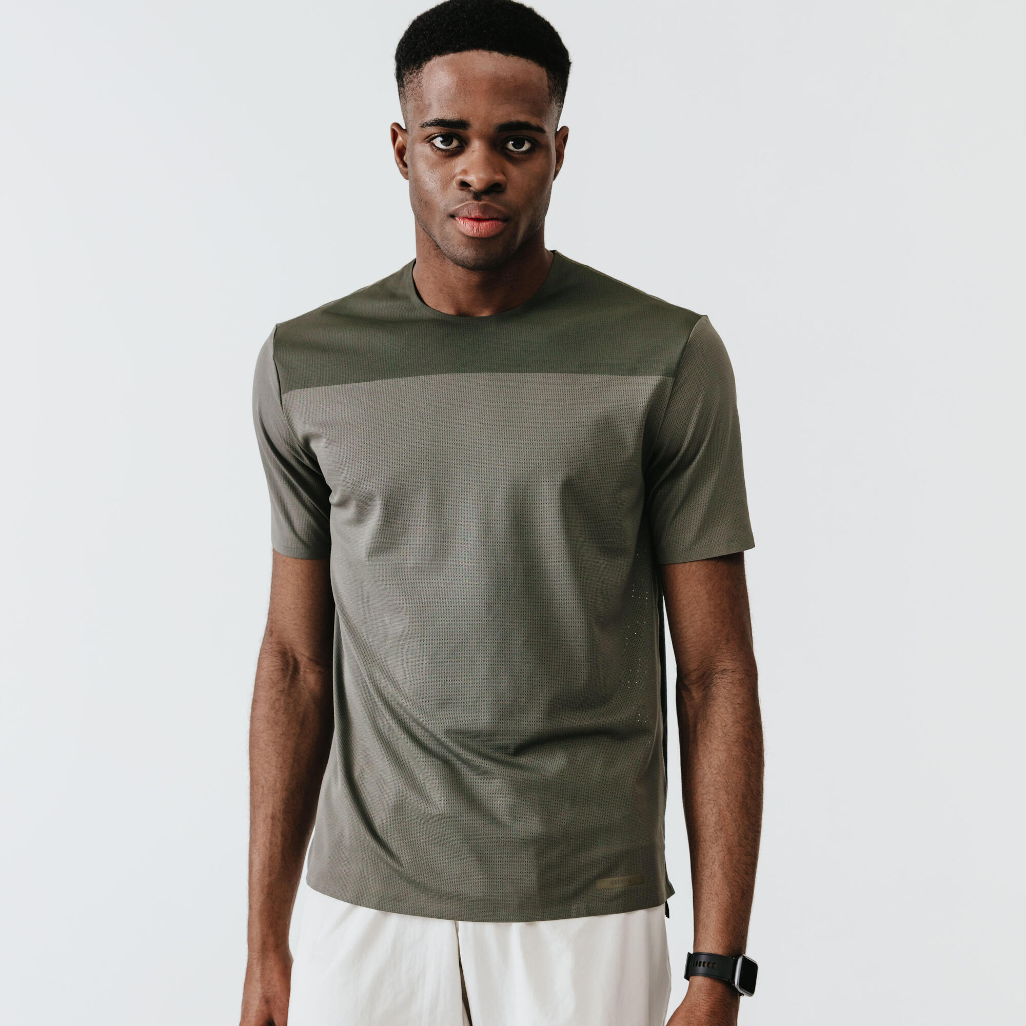 Men's Running Breathable and Ventilated T-Shirt Dry+ Breath - grey khaki 1/7