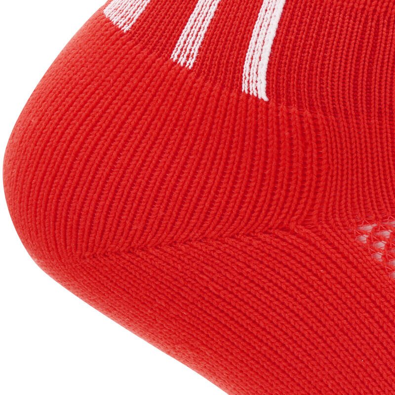 Chaussettes hautes de football adulte F500 rouges
