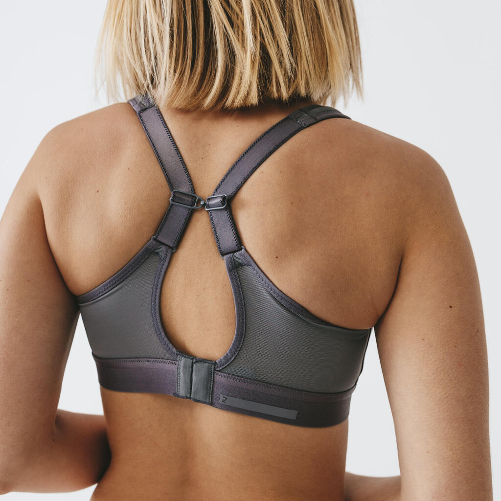 Brassière bretelles croisables maintien fort femme, Noir