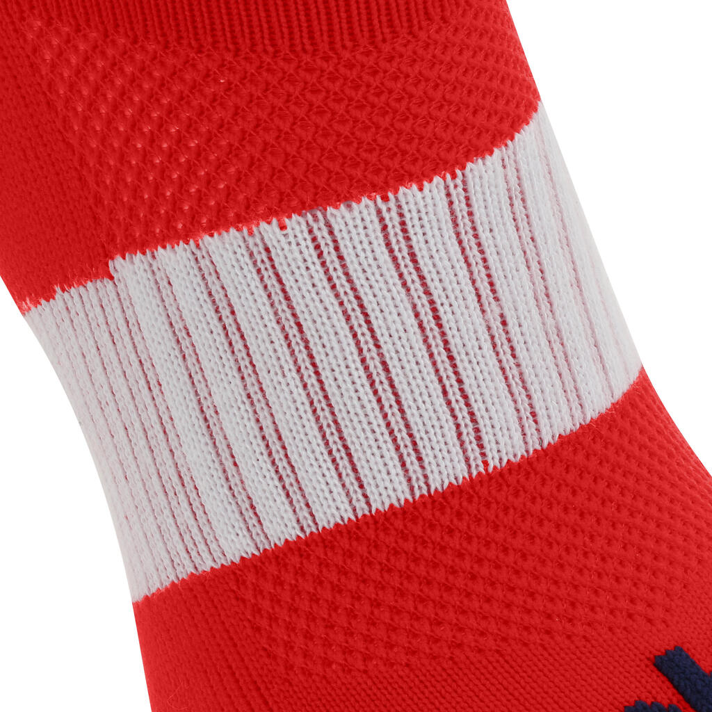 Futbalové ponožky F500 pre dospelých tmavomodré a sivé