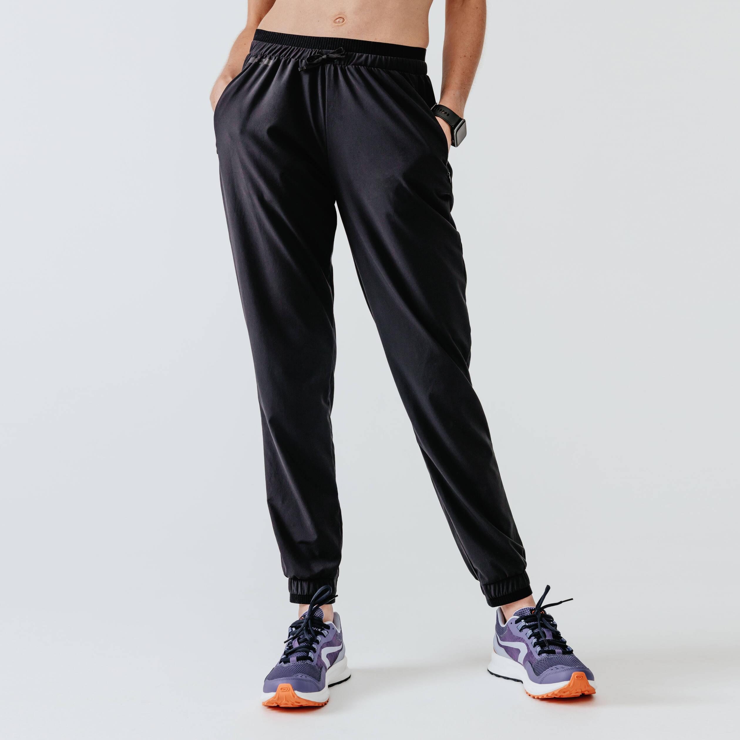 Women Running Trackpants, Lightweight and Quick Dry - Black