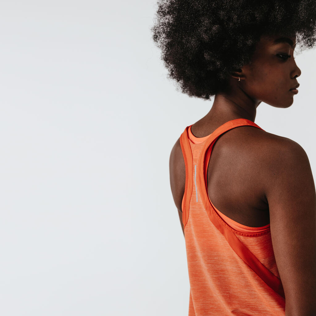 Laufshirt ärmellos Lauftop Run Light Damen orange