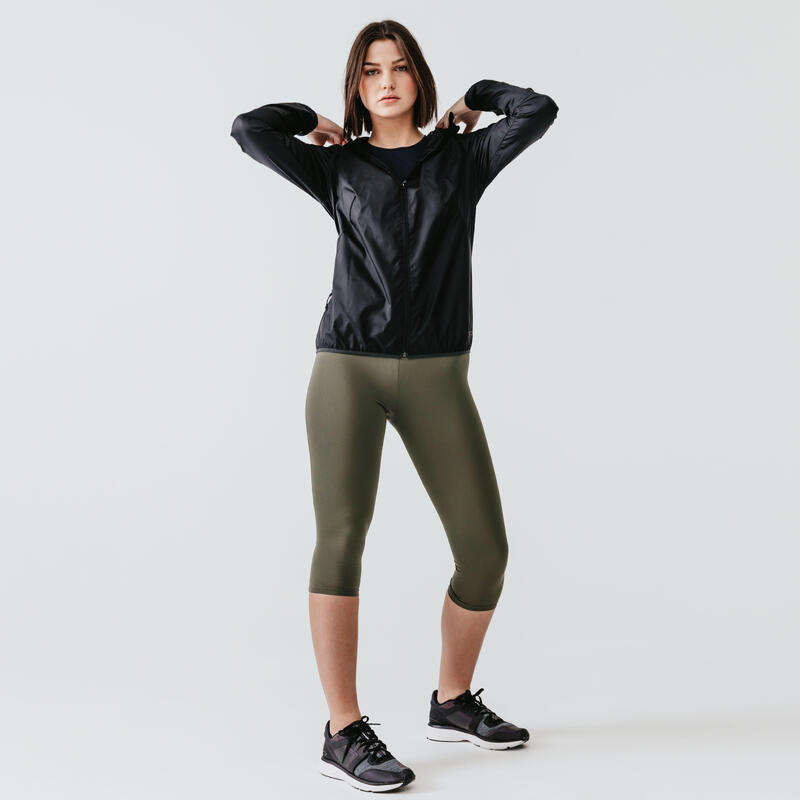 Chaqueta cortaviento running Mujer negro