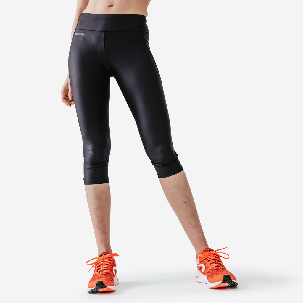 Legging court running Femme - KIPRUN Run 100 bleu foncé