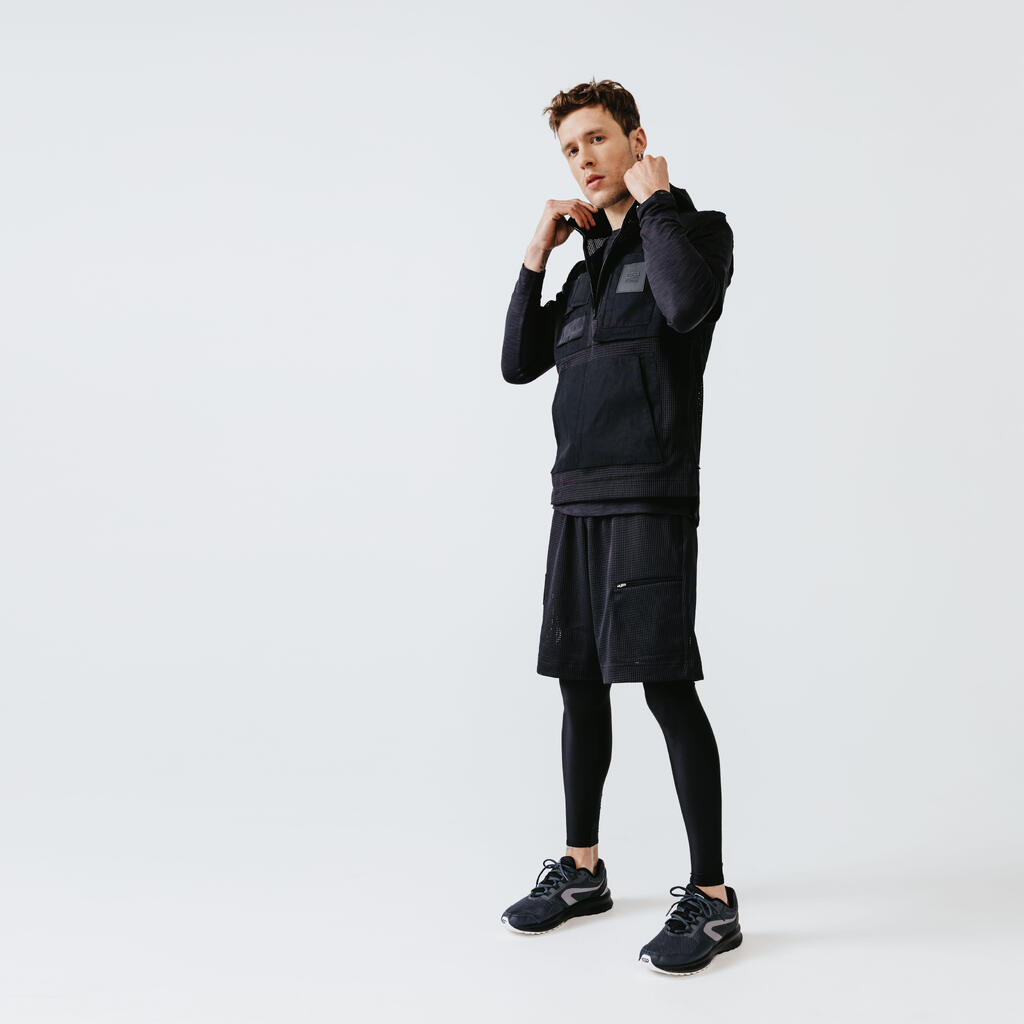 Men's Running Breathable 2-in-1 Tights Utility - black