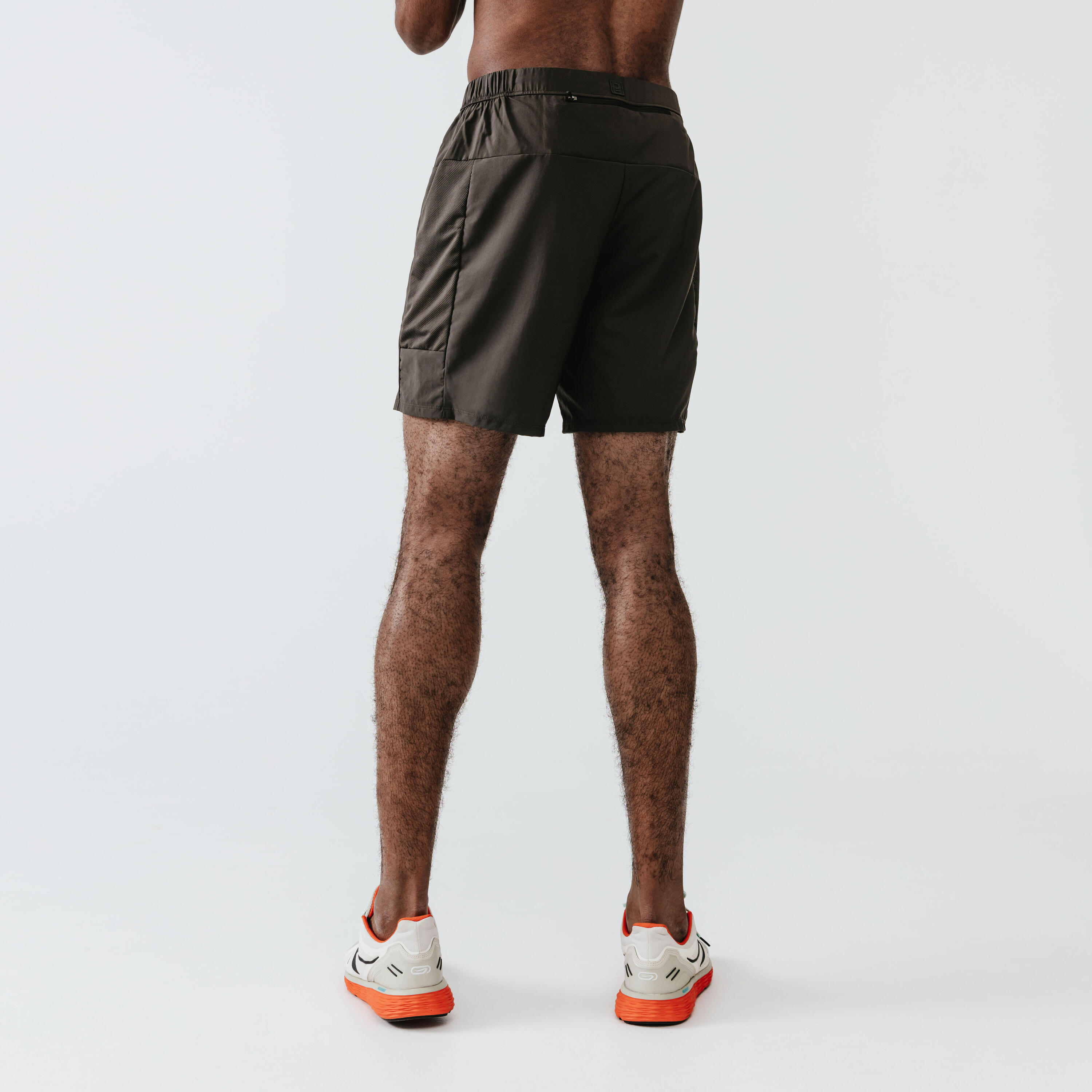 KALENJI DRY+ MEN'S BREATHABLE RUNNING SHORTS - DARK KHAKI 3/9