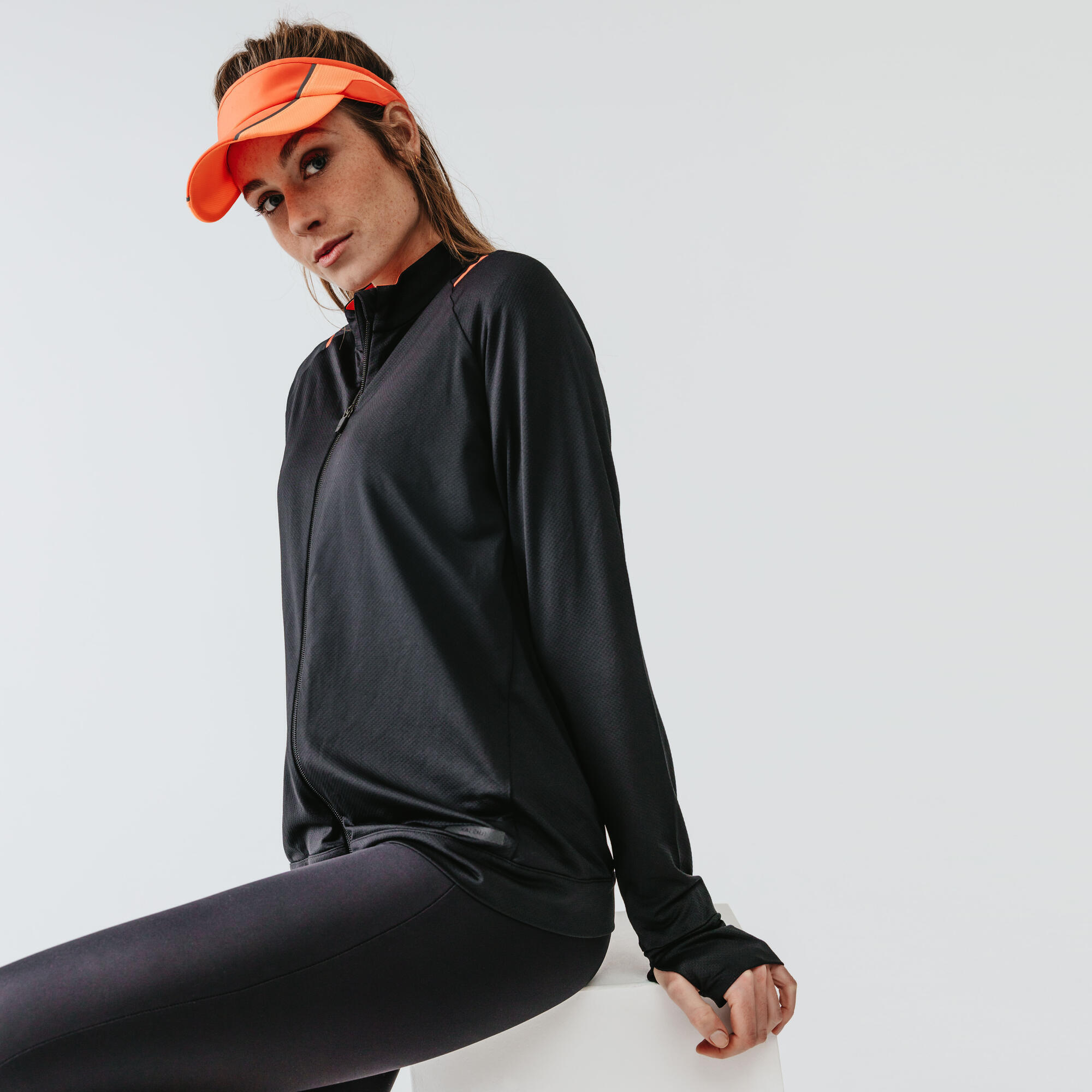 Women's short running leggings - KIPRUN Run 100 black