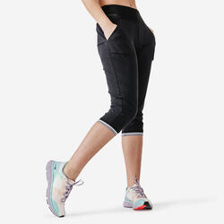 Pantalón pirata running Mujer Run Dry negro. KALENJI | Decathlon