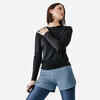 Moteriški marškinėliai ilgomis rankovėmis „Run Sun Protect“, juodi