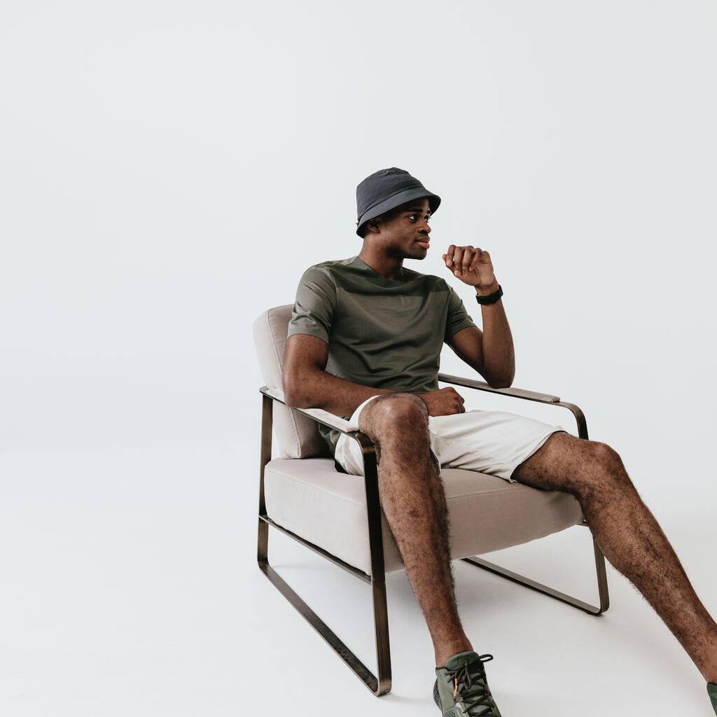 Laufshirt kurzarm atmungsaktiv belüftet Dry+ Breath Herren khaki/grau