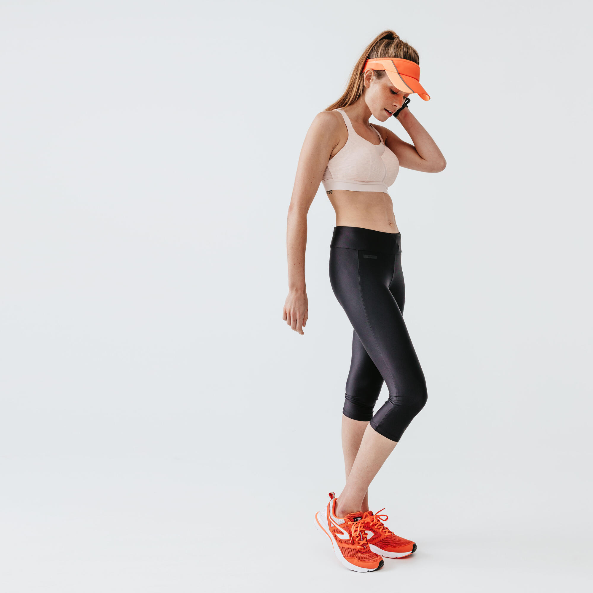 Leggings corti da corsa da donna - KIPRUN Run 100 nero