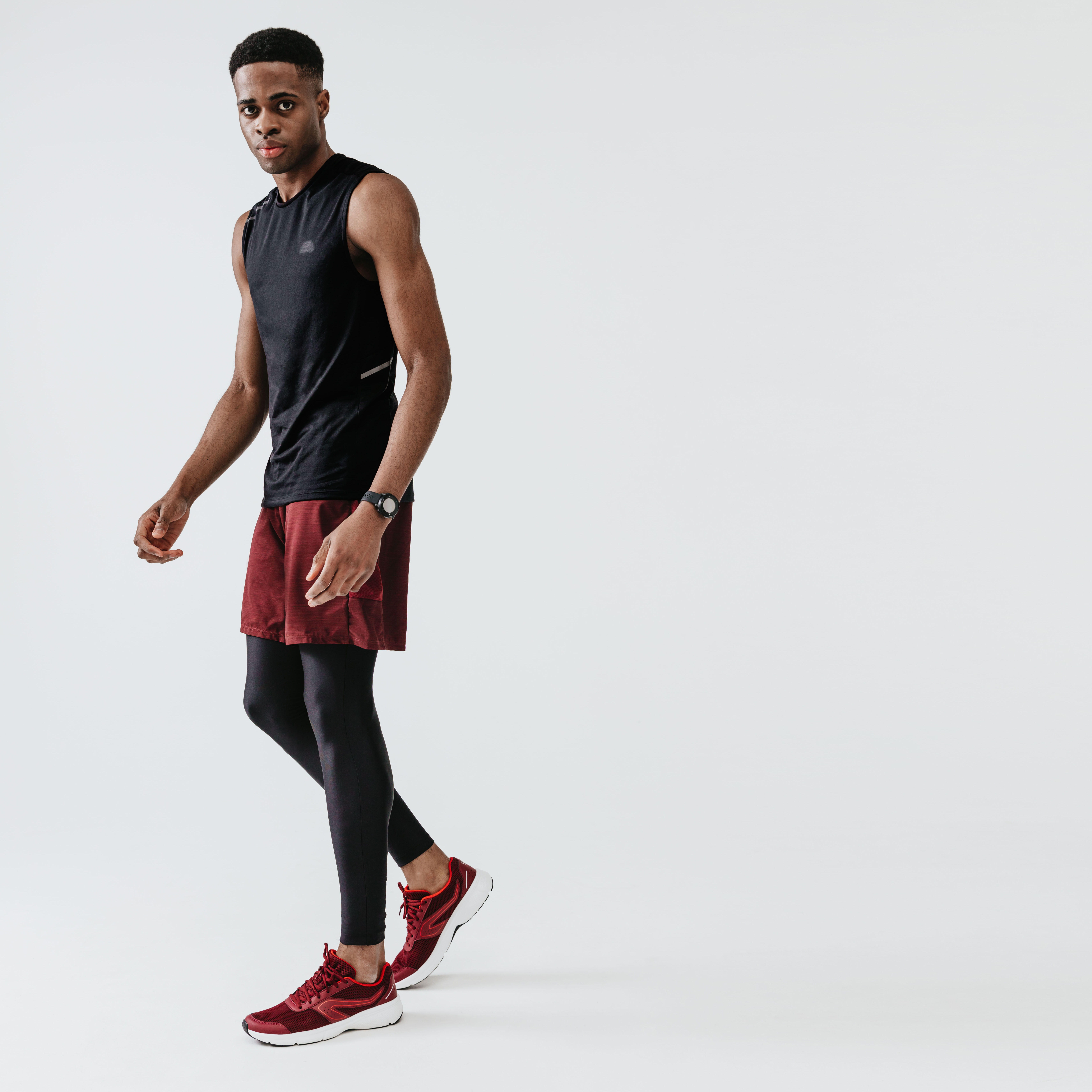 Men’s Long Breathable Running Tights - Dry Black - KALENJI