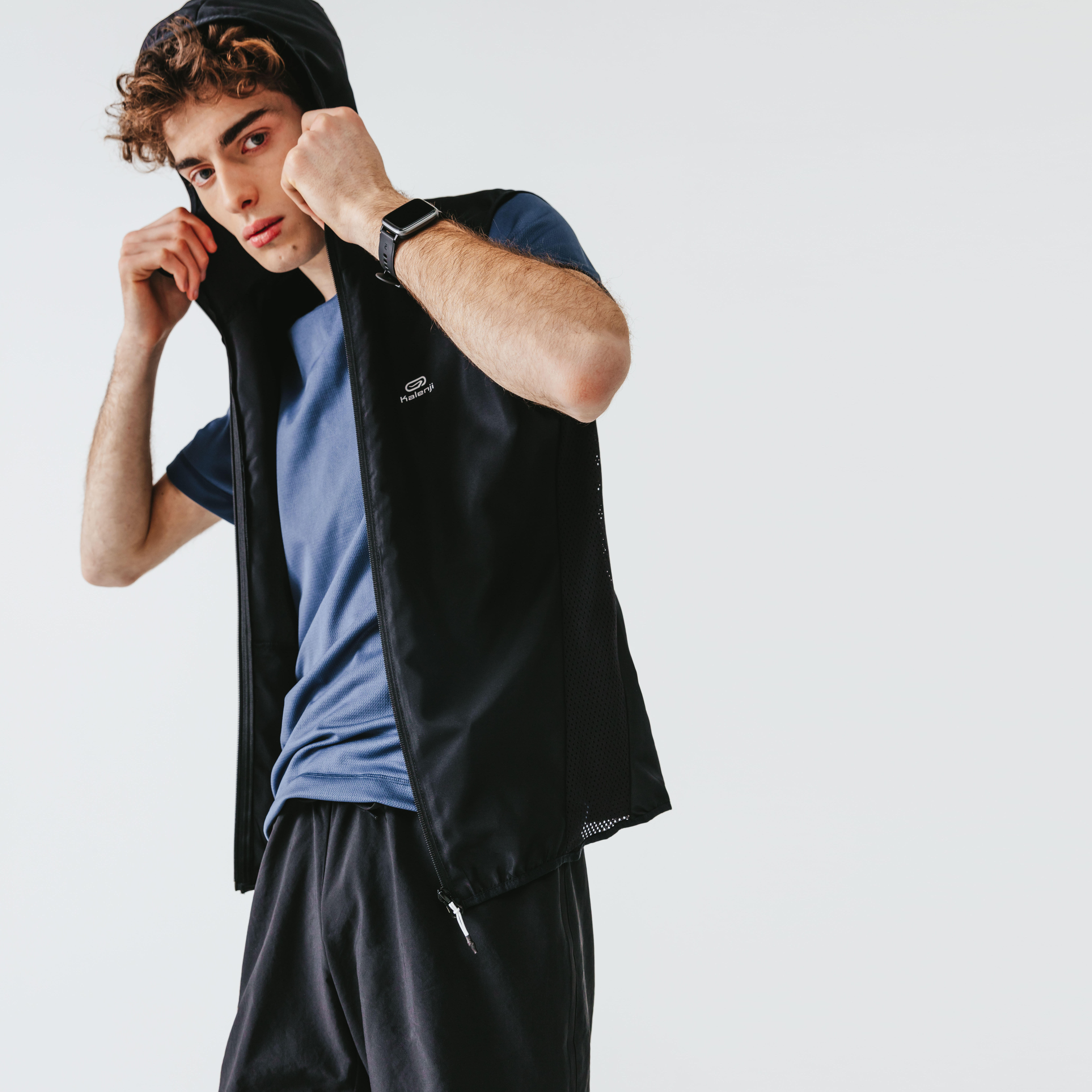 Men's Sleeveless Running Jacket - Run Wind Black - KALENJI