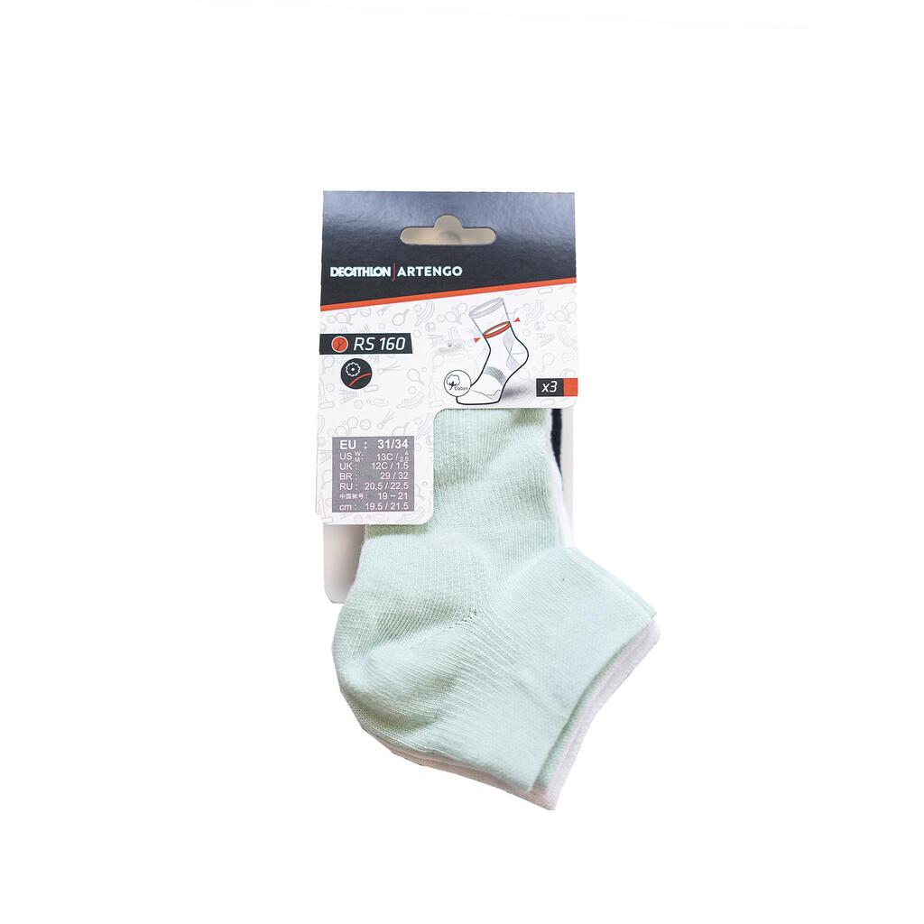 Kids' Mid-Cut Sports Socks RS 160 Tri-Pack - White/Blue Logo