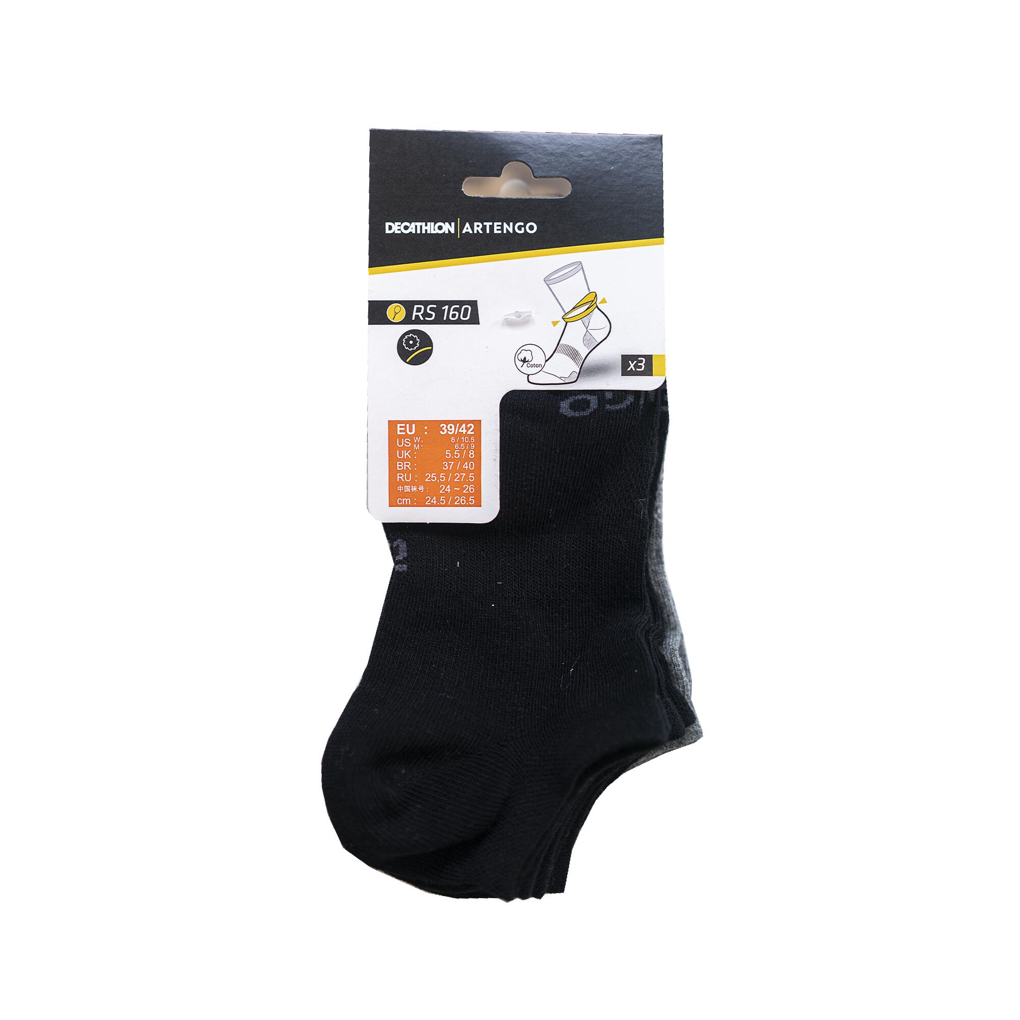 RS 160 Low Sports Socks 3-Pack - Black/Grey 10/10