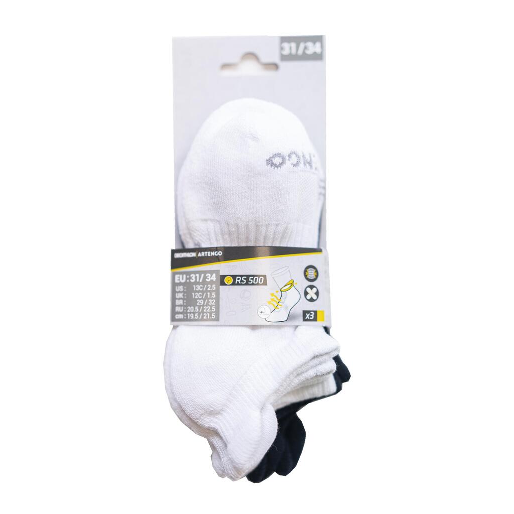 Kids' Low Tennis Socks Tri-Pack RS 500 - Black