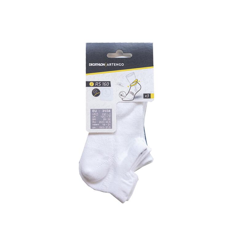 Calcetines cortos de tenis Niños Pack de 3 Artengo RS 160 blanco azul