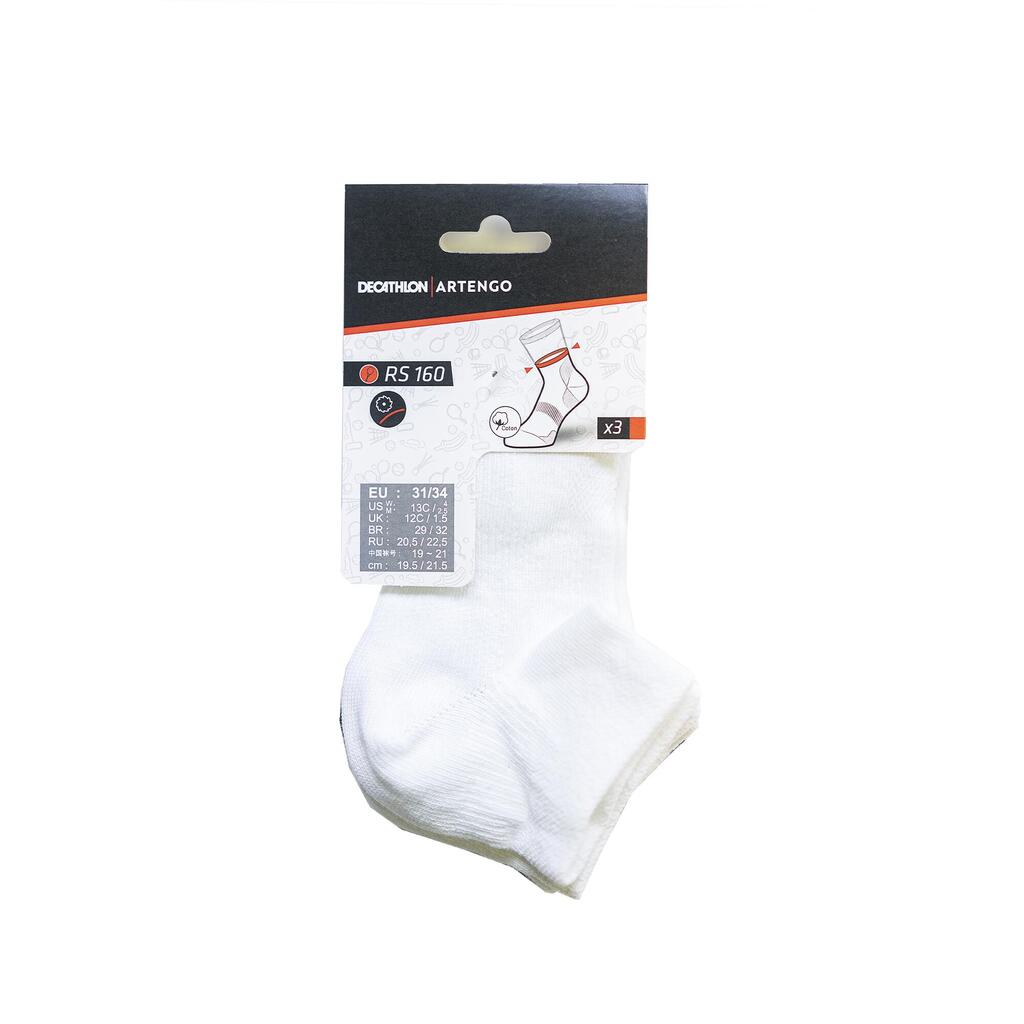 CHAUSSETTES DE SPORT ENFANT MI-HAUTES ARTENGO RS 160  NOIR GRIS LOT DE 3