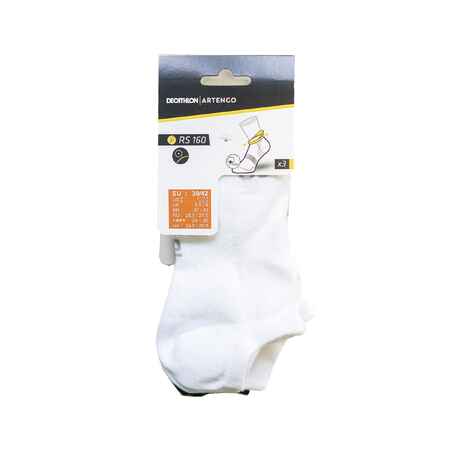 Calcetines cortos de tenis Pack de 3 Artengo  RS 160 blanco azul marino