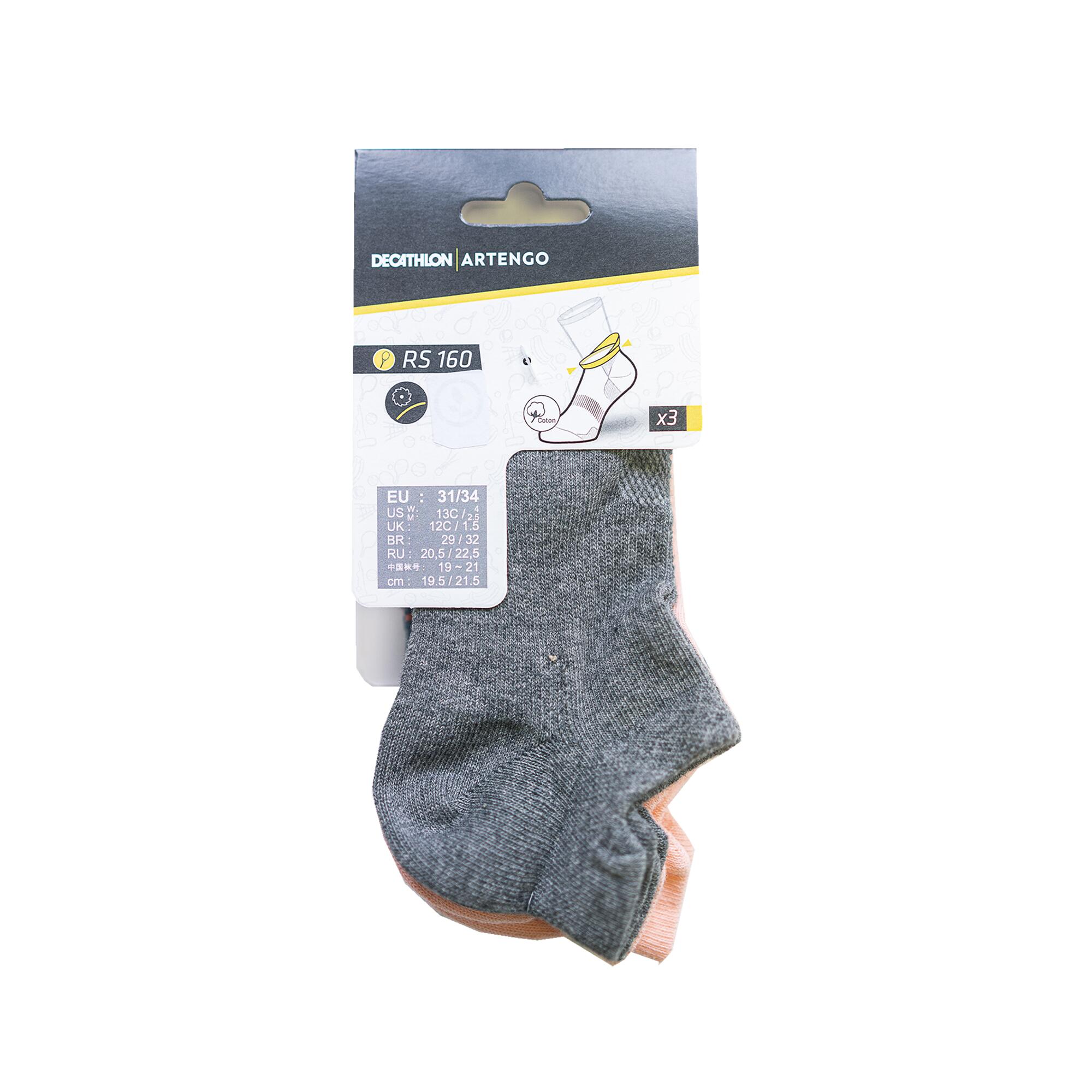 KIDS’ LOW-CUT SPORTS SOCKS DECATHLON RS 160 GREY PINK TURQUOISE 3-PACK 5/5