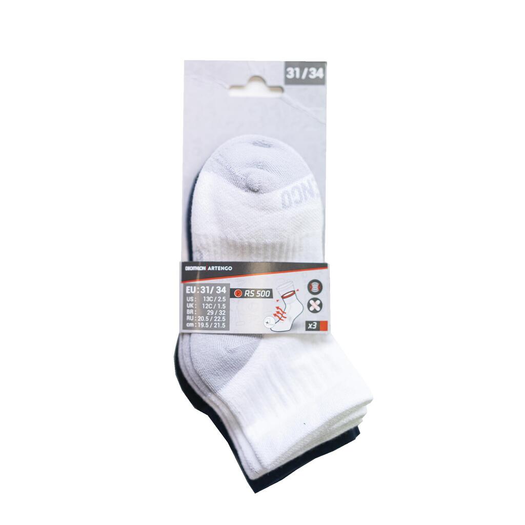 CHAUSSETTES DE SPORT ENFANT MI-HAUTES ARTENGO RS 500 BLANC MARINE LOT DE 3