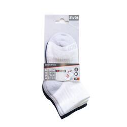 Kids' Mid Sports Socks RS 500 Tri-Pack - White/Navy