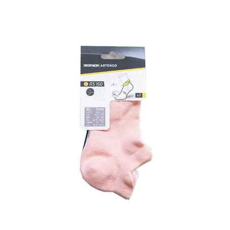 Calcetines cortos de tenis Niños Pack de 3 Artengo RS 160 rosa