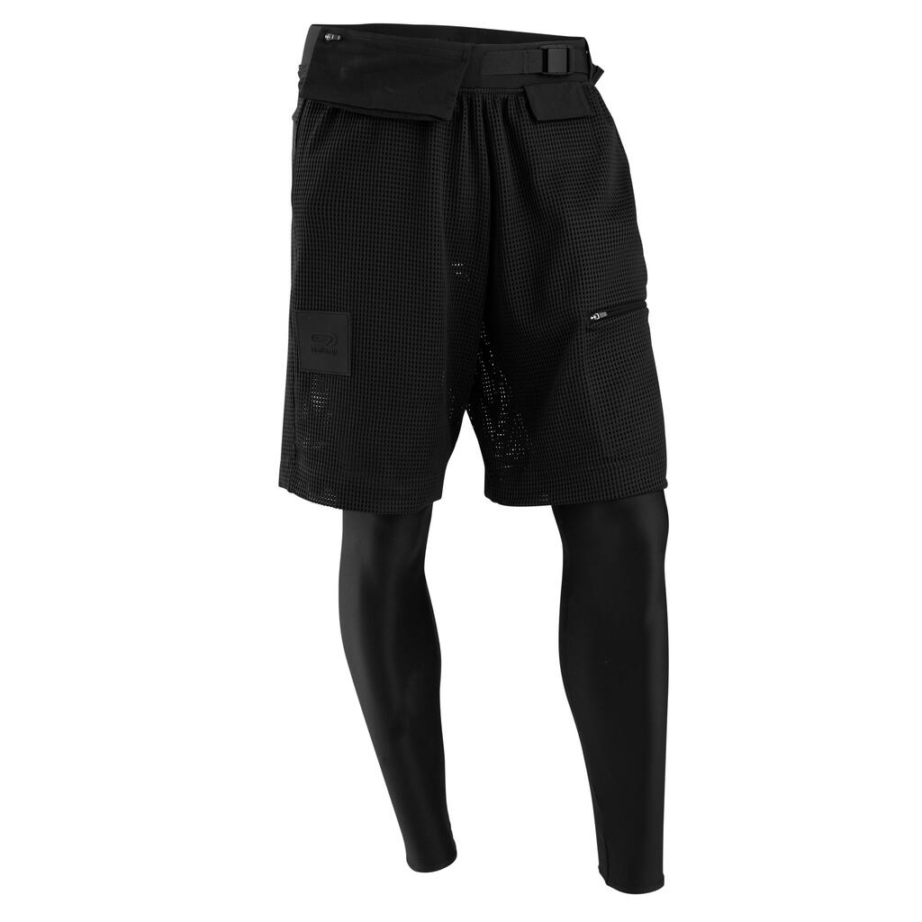 Men's Running Breathable 2-in-1 Tights Utility - black