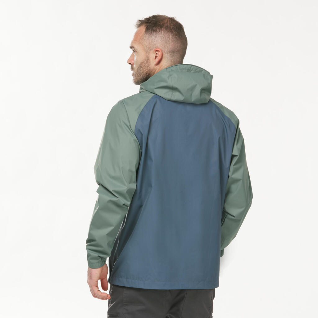 Zelena in modra moška pohodniška jakna NH150 