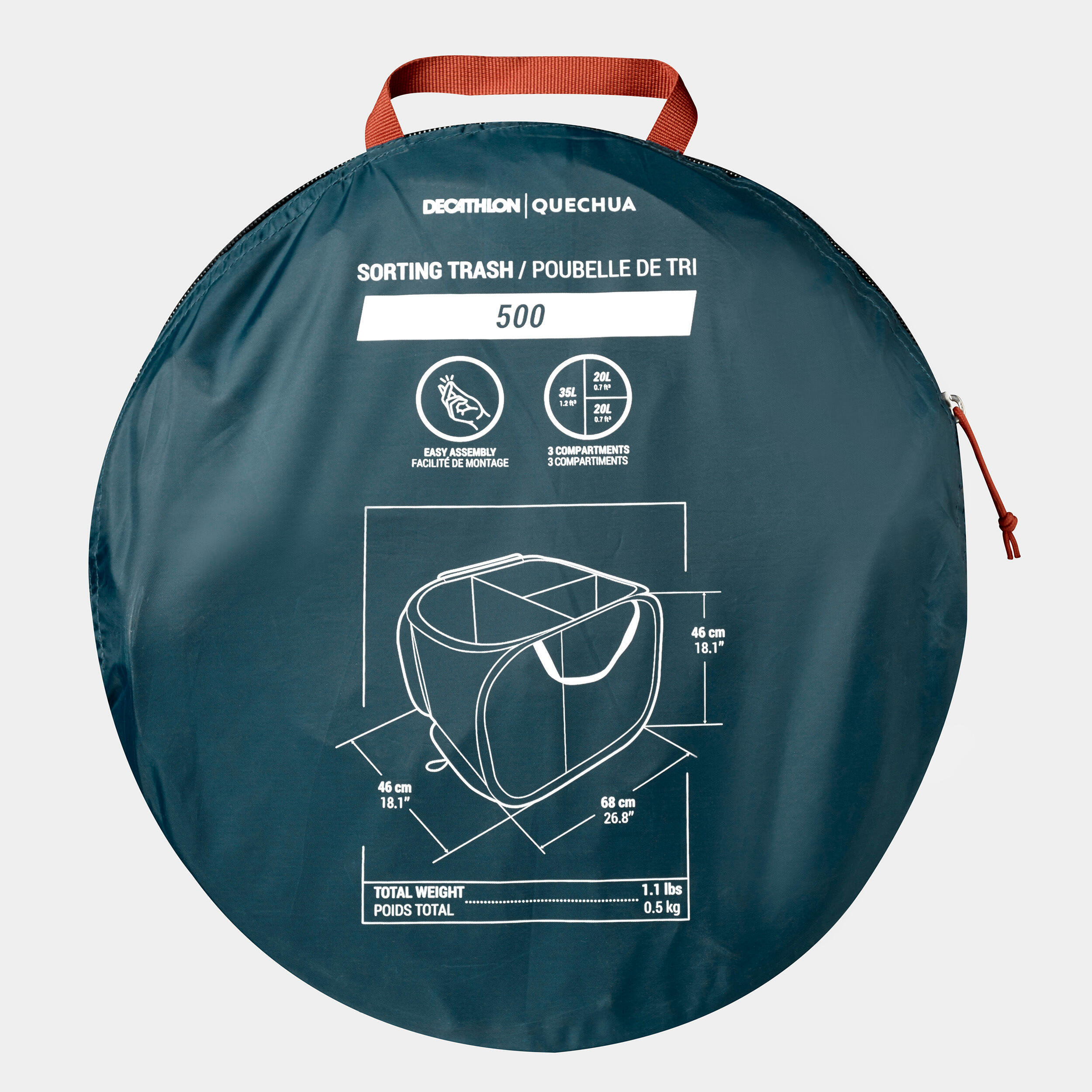 POUBELLE DE TRI DE CAMPING - 3 COMPARTIMENTS - 80 LITRES 4/5