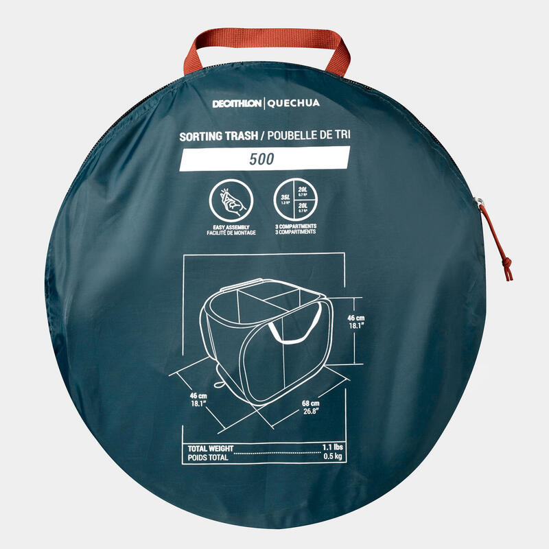 Camping Recycling Bin - 3 Compartments - 80 Litres