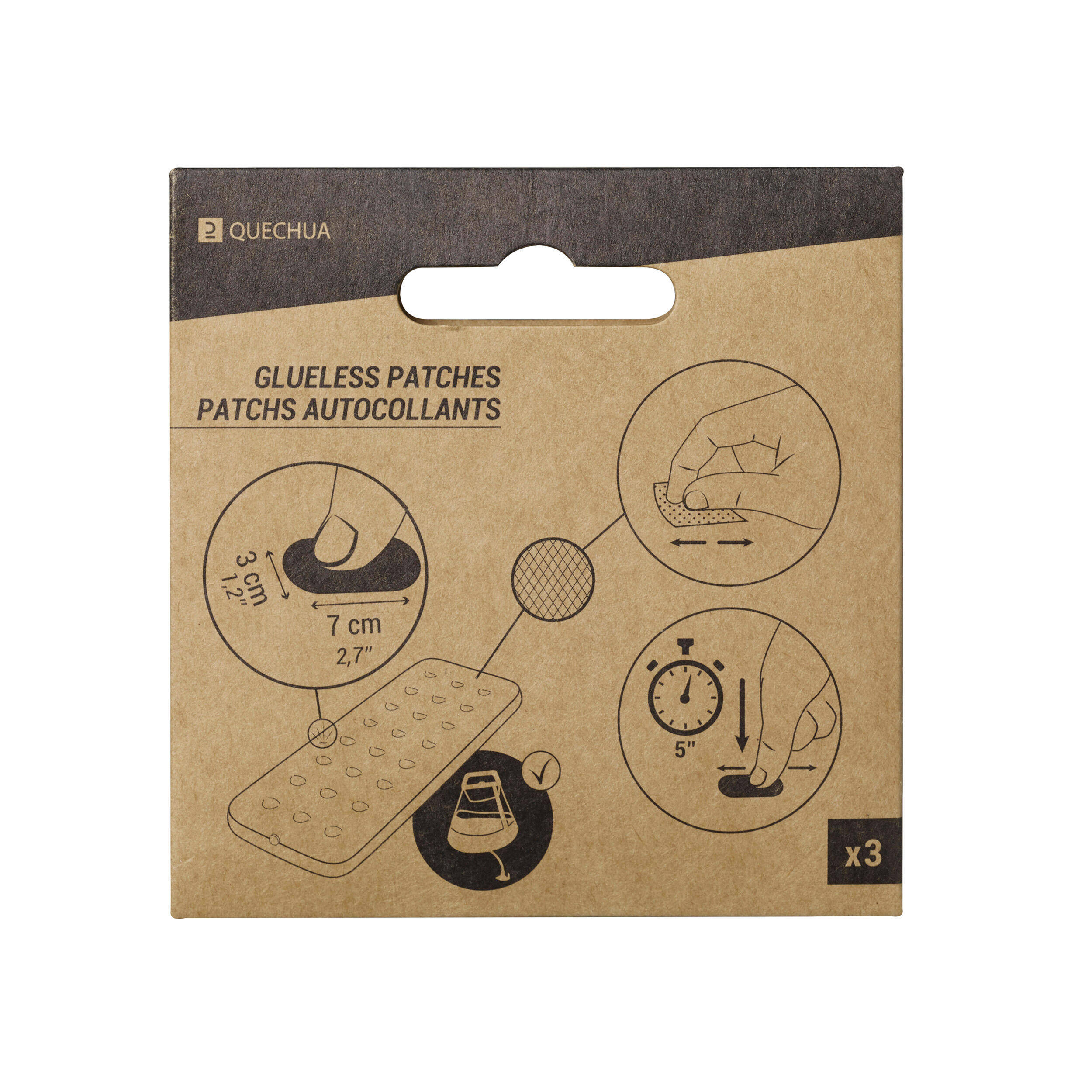 3 large adhesive patch kit - Inflatable mattress repair - 7cm x 3 cm -  3