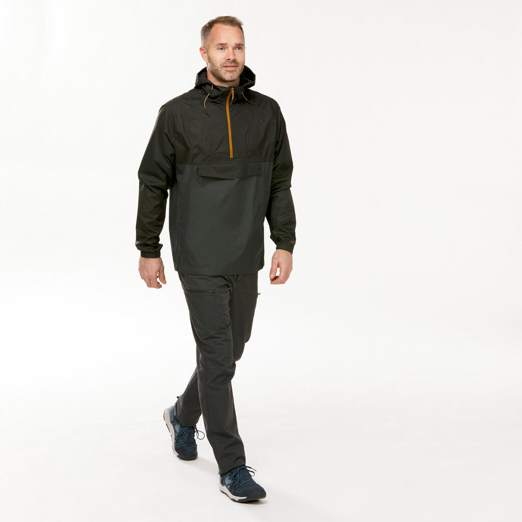 Chaqueta impermeable cierre medio de senderismo para Hombre Quechua NH150 negro