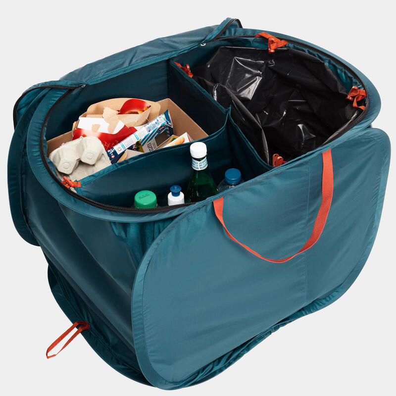 Cubo de basura reciclaje plegable para camping 80 L 3 Compartimentos Quechua