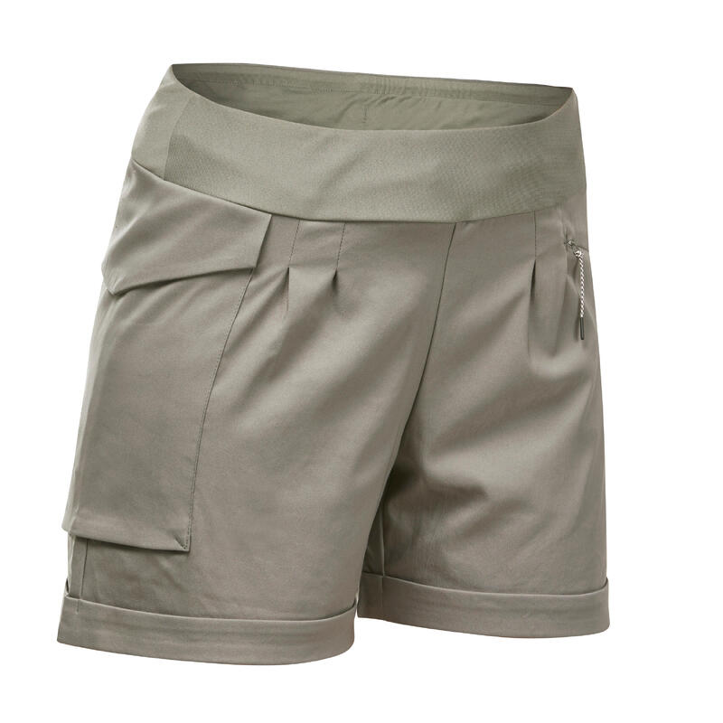 Short montagna donna NH500 Regular verde oliva