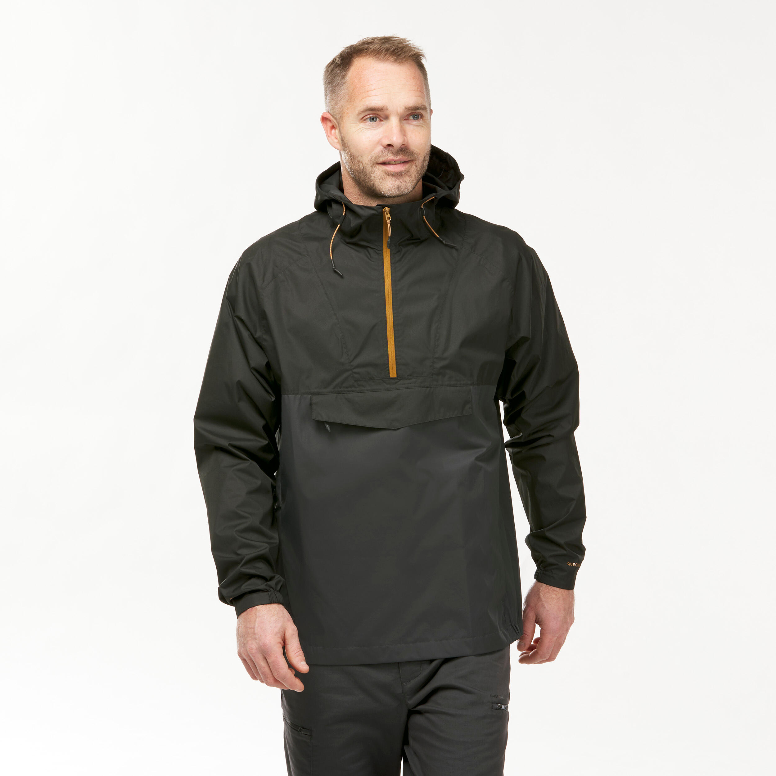 Chaqueta impermeable cierre medio de senderismo para Hombre Quechua NH150 negro Decathlon