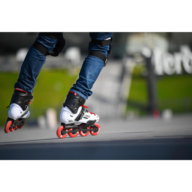 Inline-Skates Freeride MF500 Hardboot Damen/Herren weiss/rot