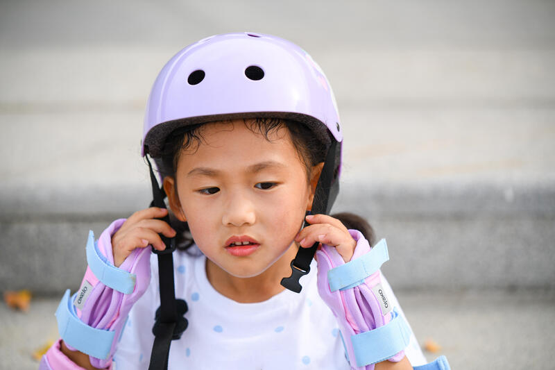 直排輪、滑板、滑板車與自行車安全帽Play 3 - 黃色 - 淡紫色