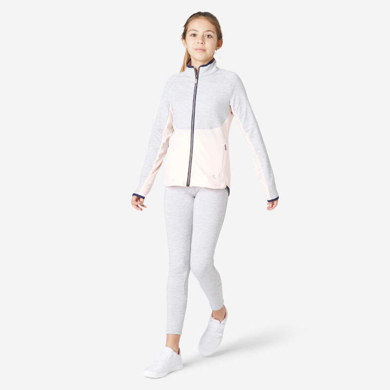 Chándal niña niño Domyos S500 gimnasia deportiva gris coral pastel