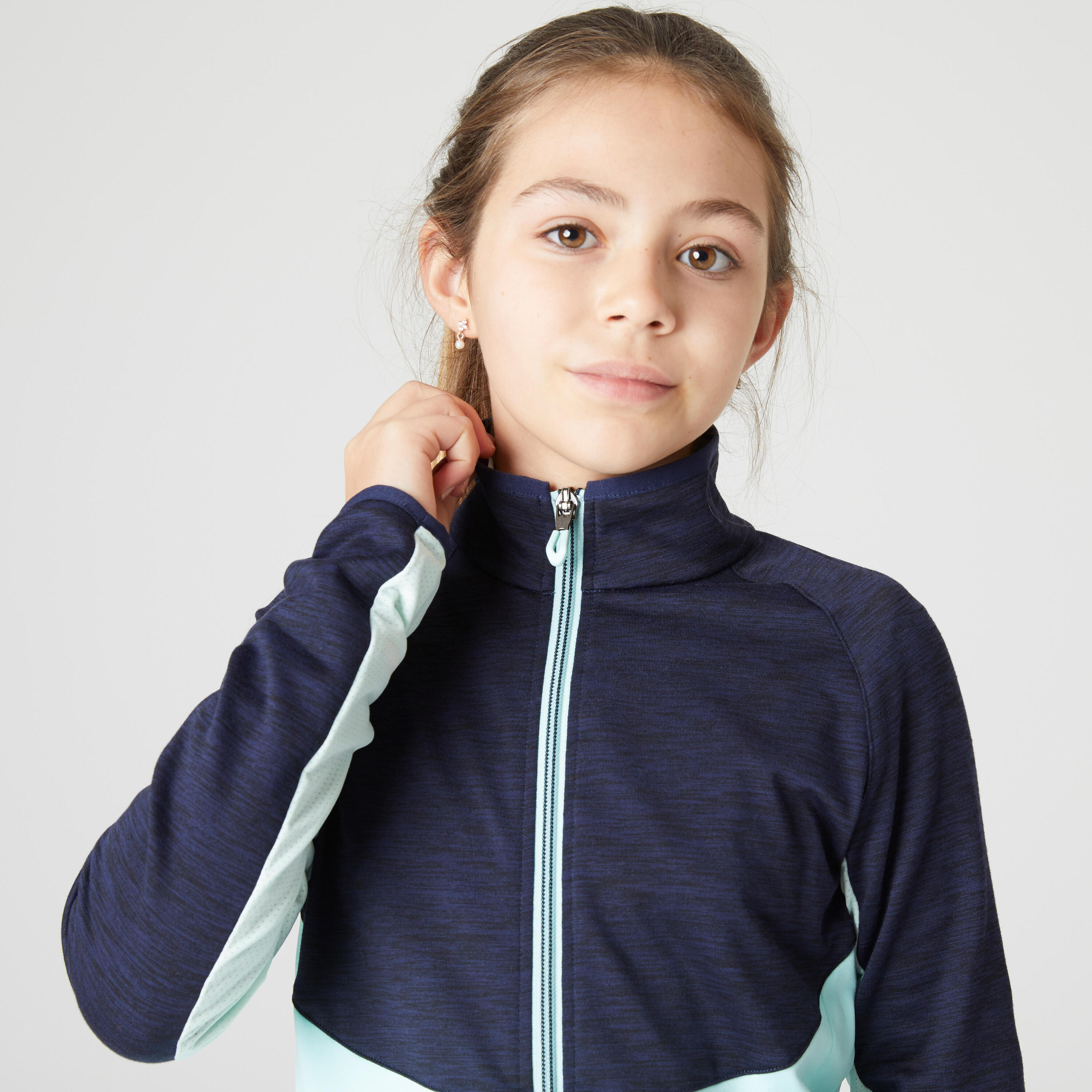 Kids' Breathable Tracksuit S500 - Navy & Green 2/8