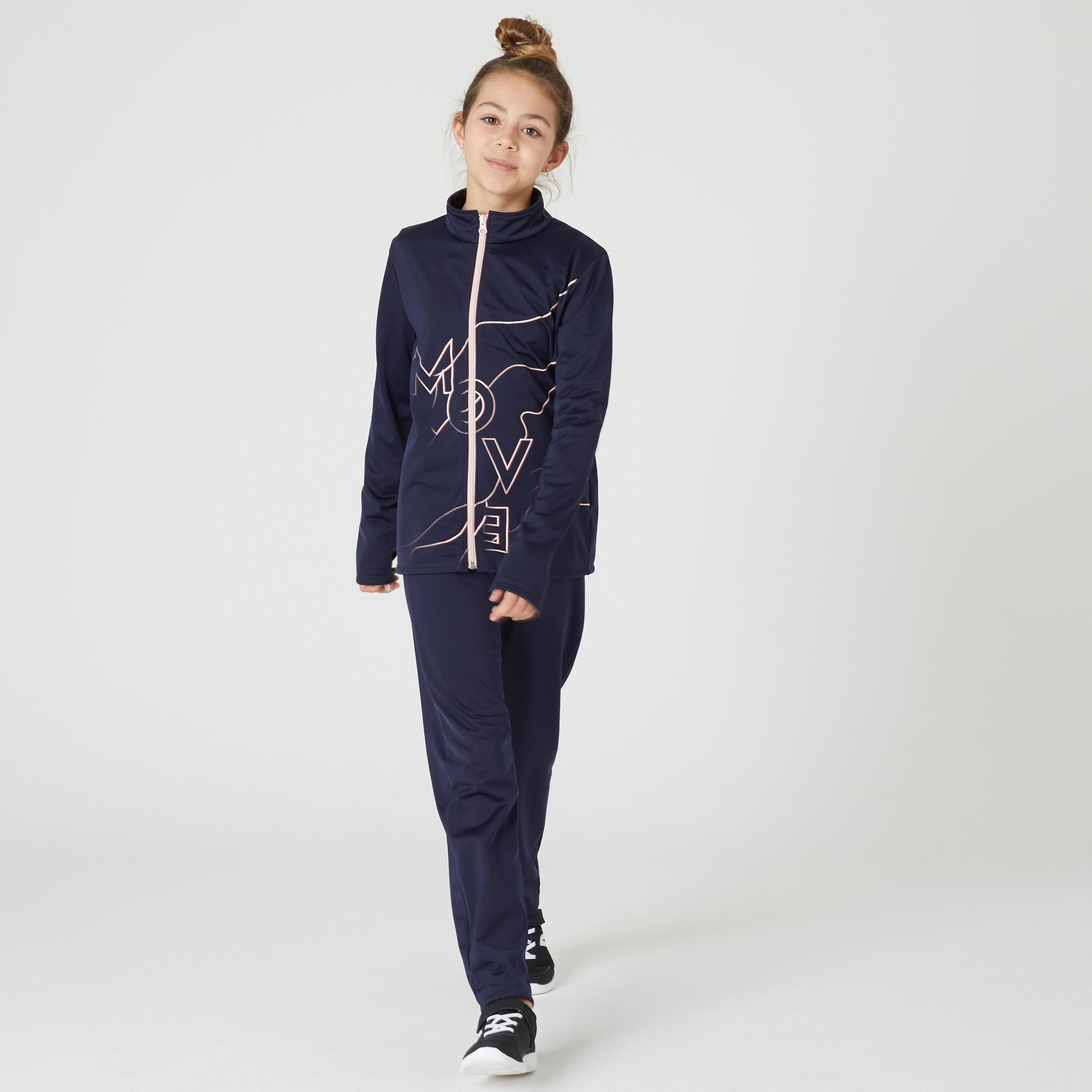 DOMYOS Kids' Breathable Synthetic Tracksuit Gym'Y - Blue/Print