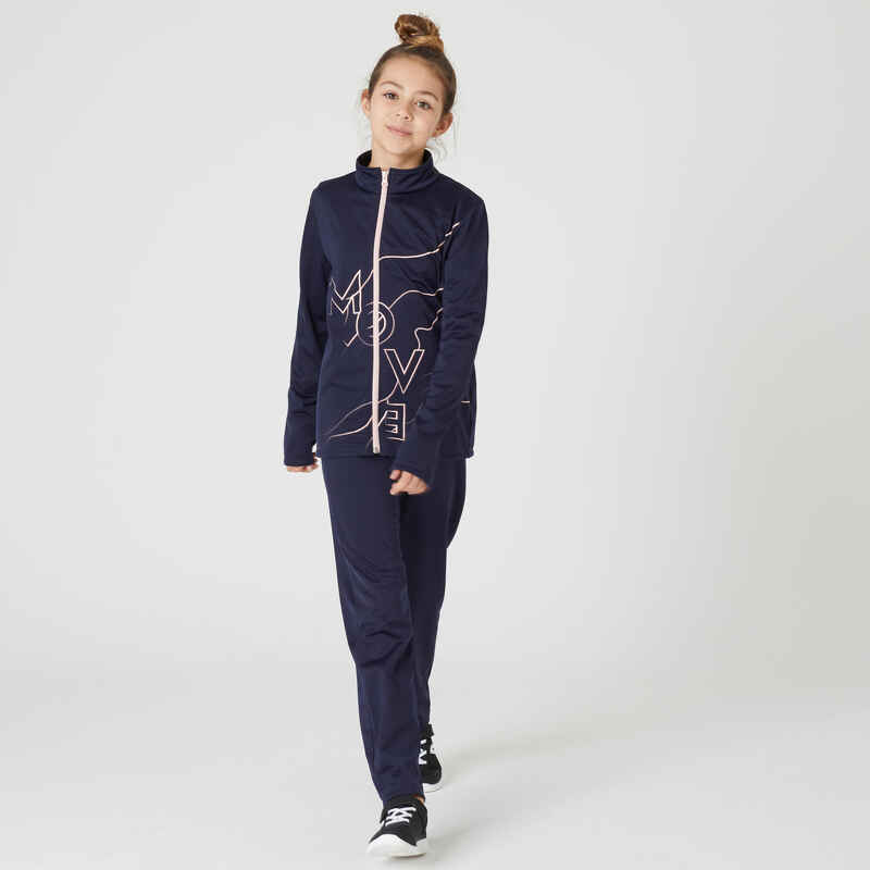 Trainingsanzug Basic Synthetik atmungsaktiv Gym'Y Kinder blau mit Print Trainingsanzug Basic Synthetik atmungsaktiv Gym'Y Kinder blau mit Print