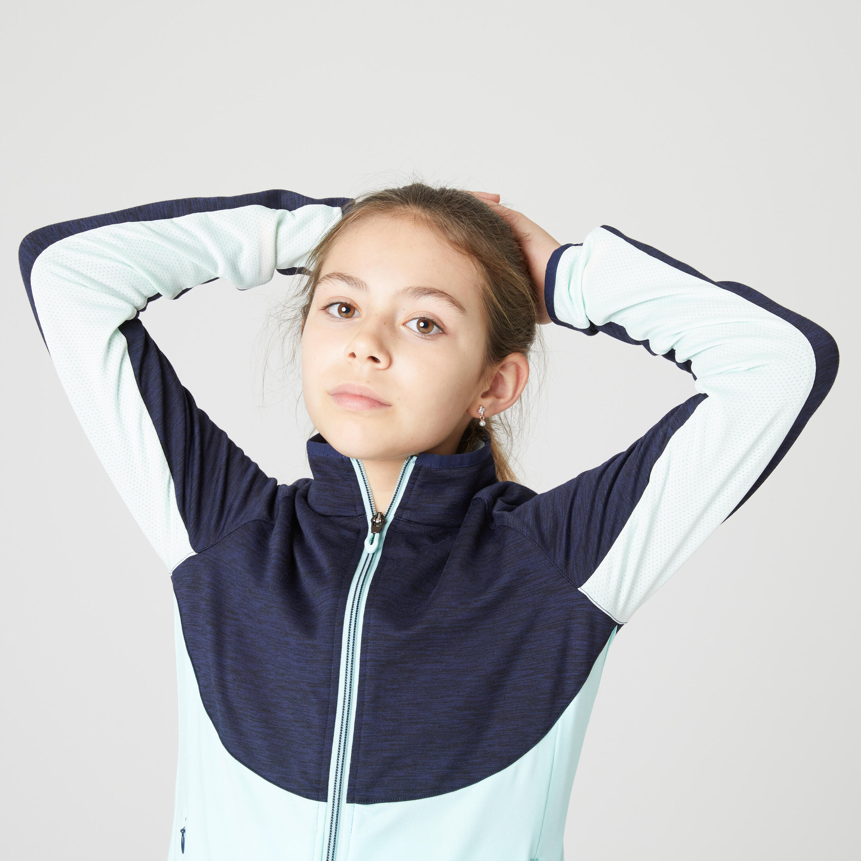 Kids' Breathable Tracksuit S500 - Navy & Green 5/8