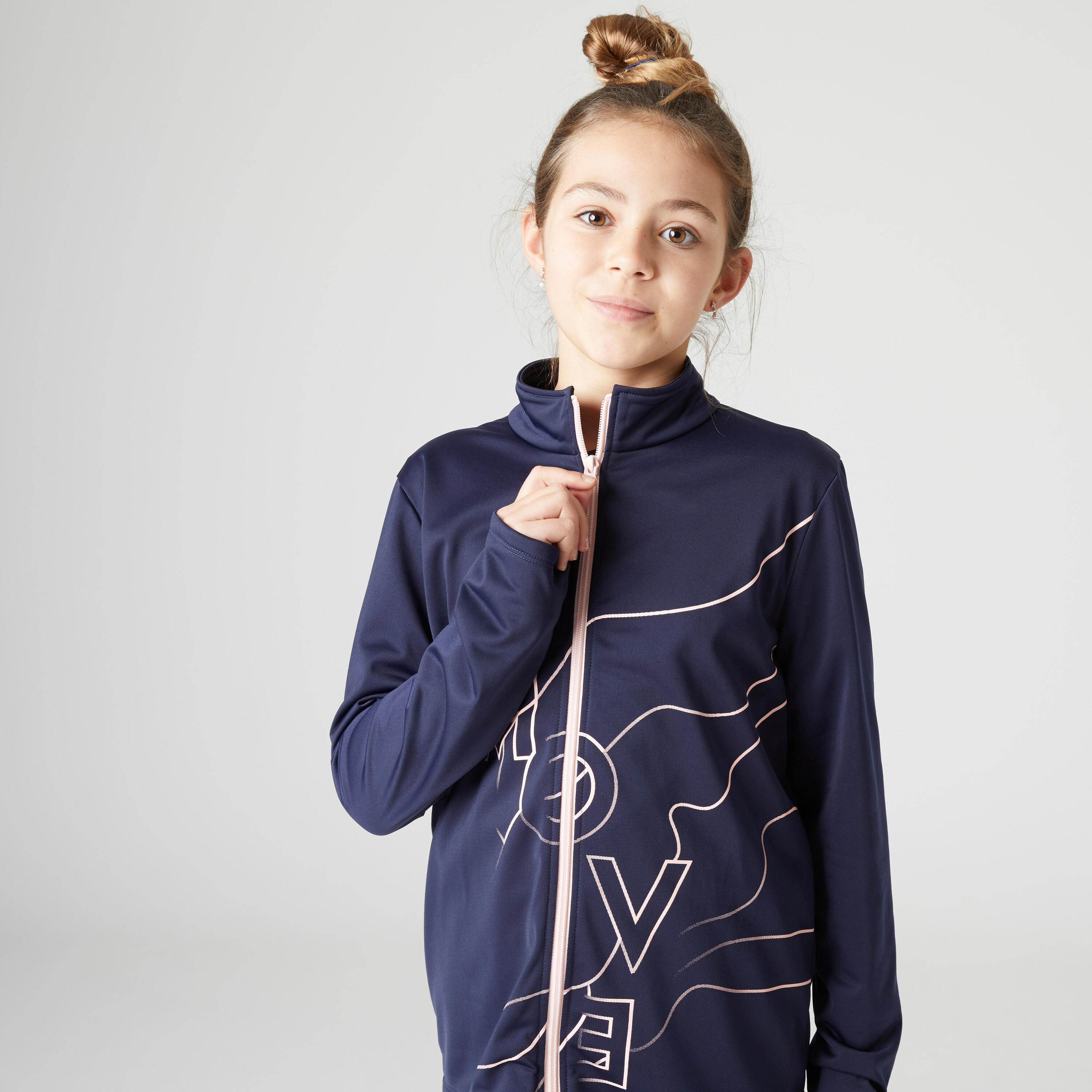 Kids' Breathable Synthetic Tracksuit Gym'Y - Blue/Print 4/5