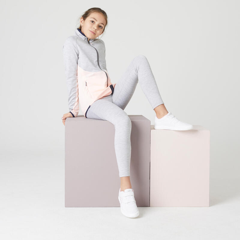 Tuta bambina ginnastica S 500 poliestere grigio-rosa