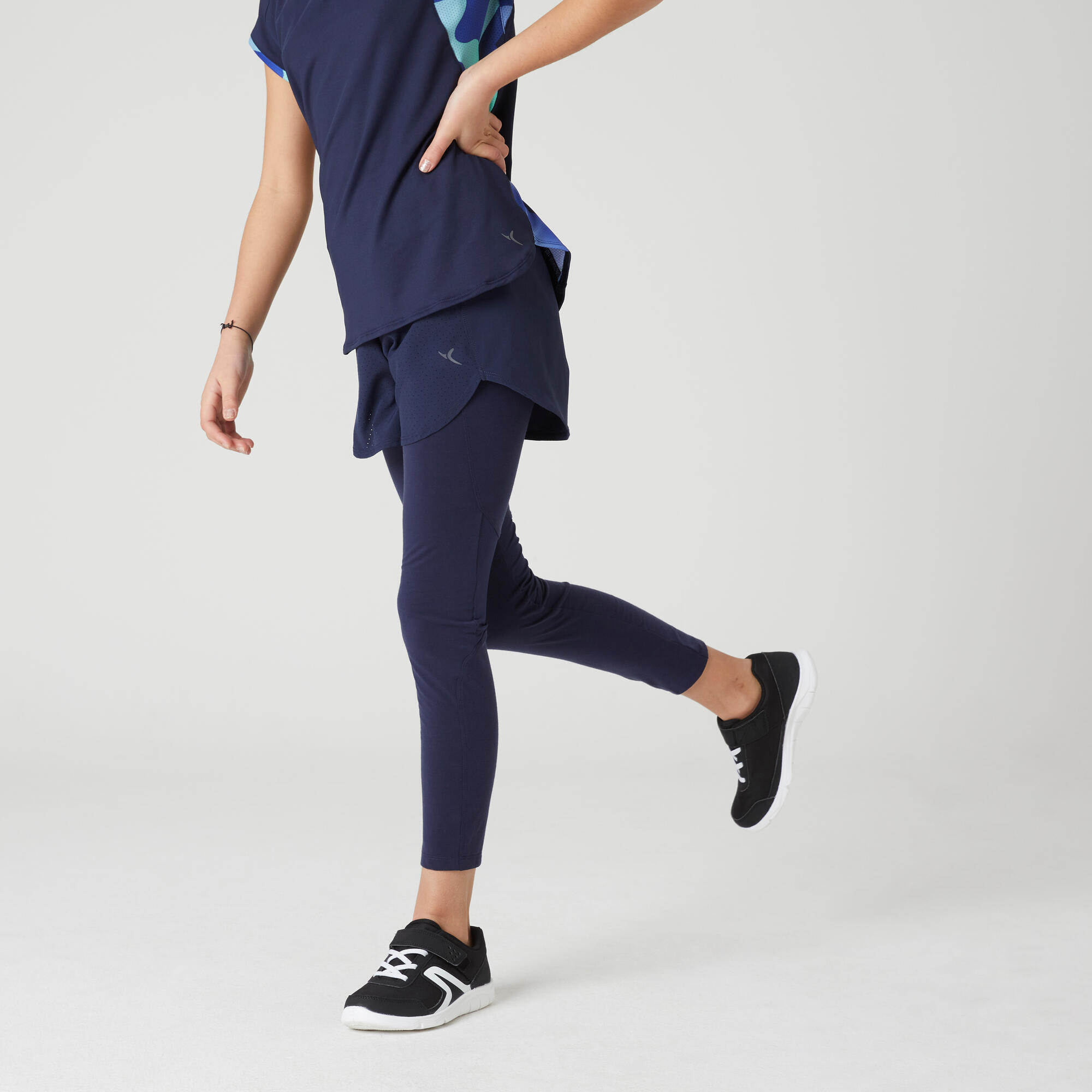 Leggings bambina ginnastica S500 poliestere con pantaloncini DOMYOS |  DECATHLON