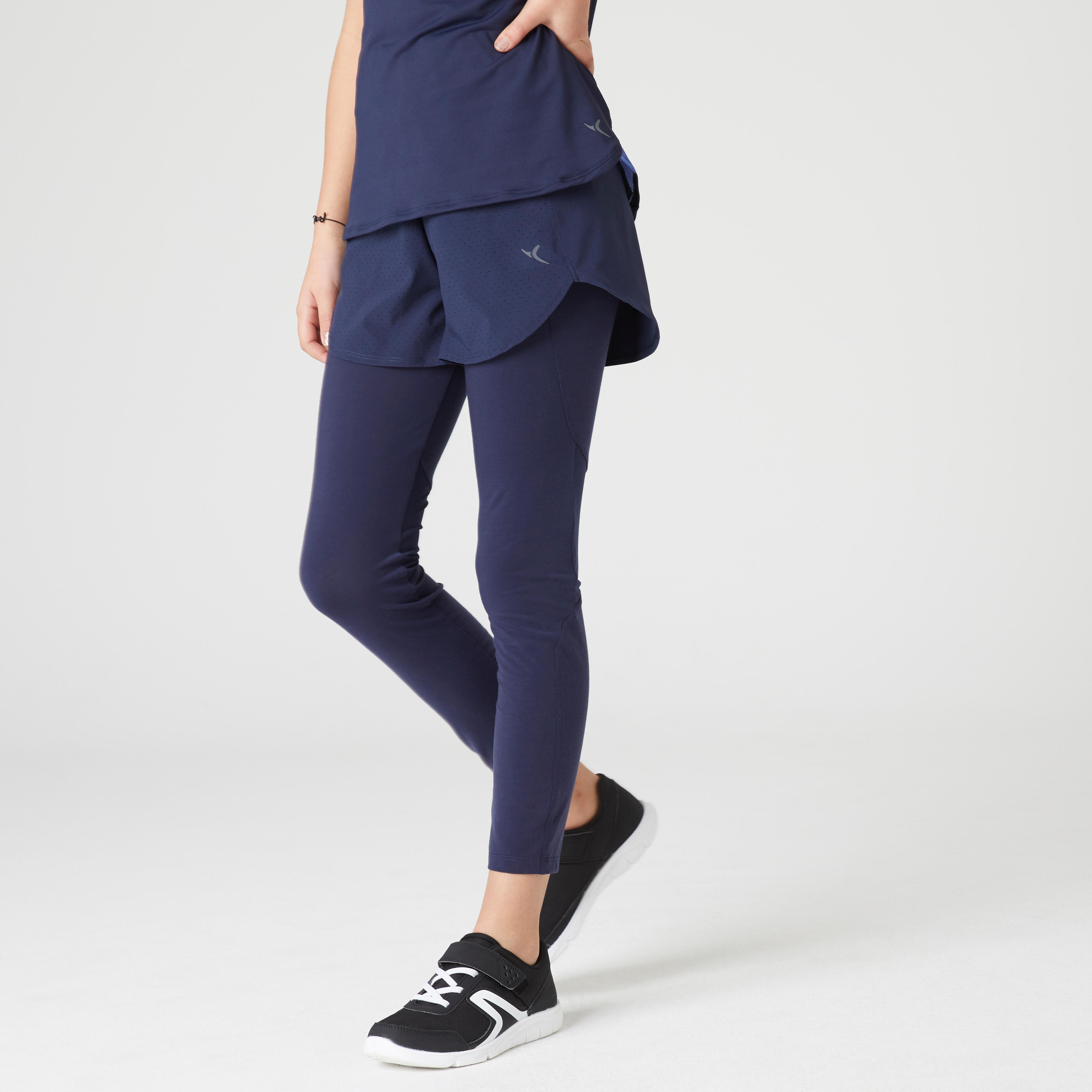 Leggings bambina ginnastica S500 poliestere con pantaloncini DOMYOS |  DECATHLON
