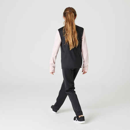 Kids' Breathable Synthetic Tracksuit Gym'y - Black and Touch of Pink