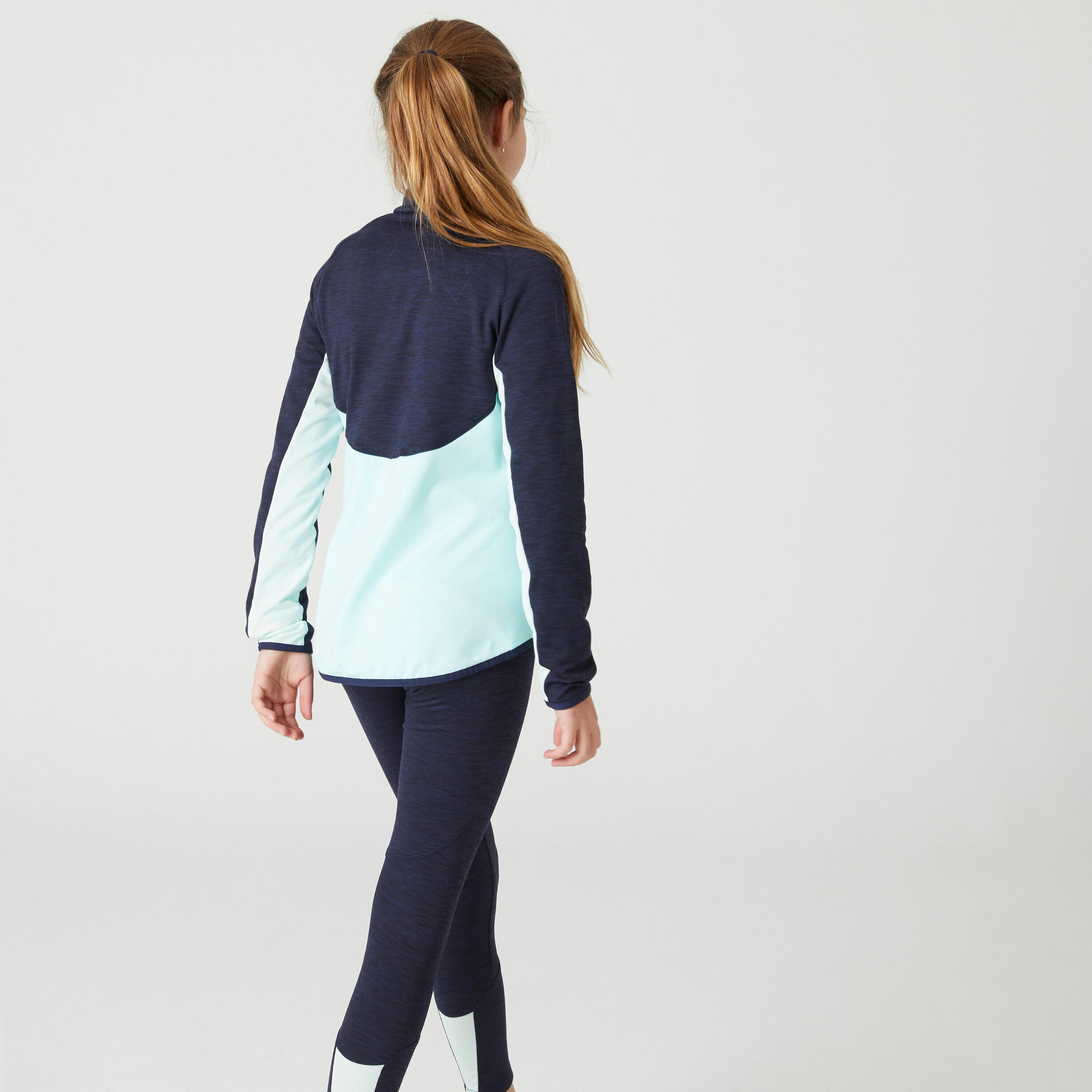 Kids' Breathable Tracksuit S500 - Navy & Green 4/8