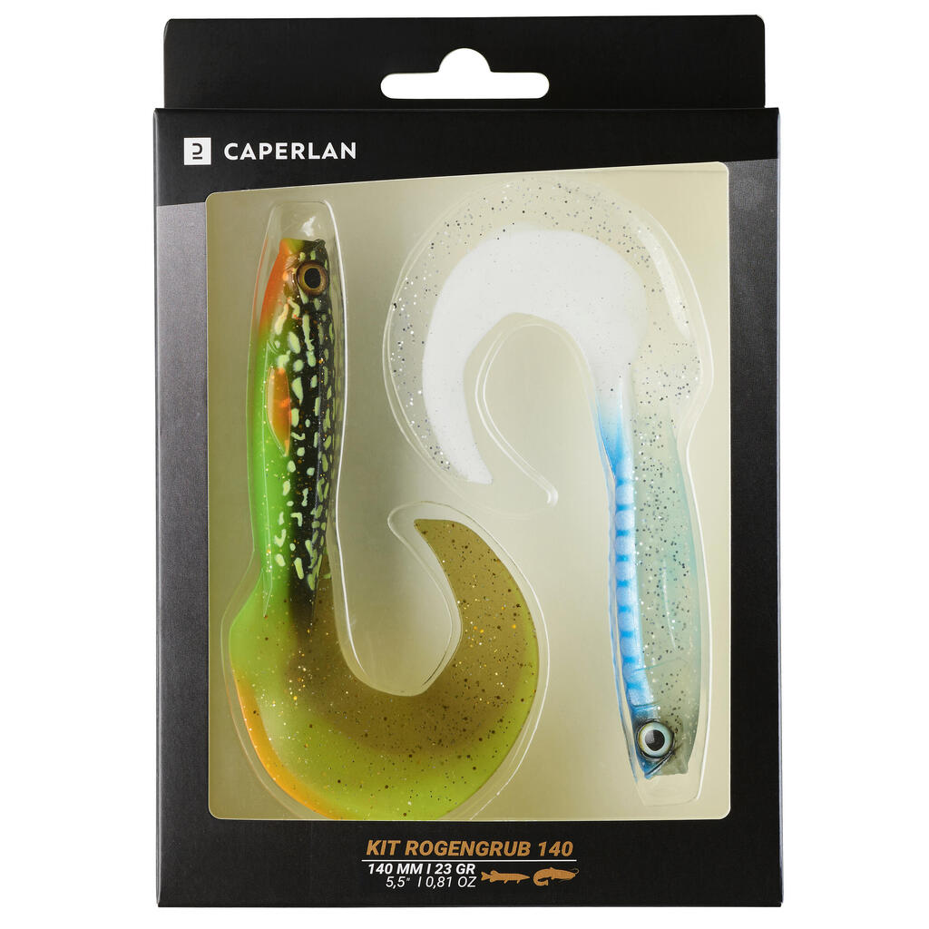 PREDATOR FISHING PIKE SOFT-LURE KIT ROGENGRUB 140 - BLUE/FIREPIKE